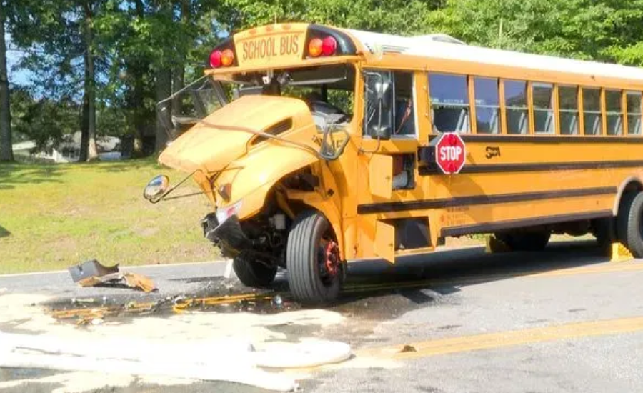 school bus crash tow truck